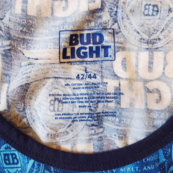 Bud Light Graphic Shirt Tank Top Beer Can Design Casual Size Large - Picture 5 of 5